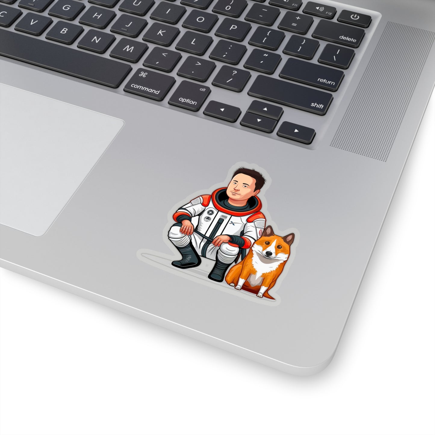 Elon Musk with Shiba Inu Sticker - Add Some Humor and Space to Your Tech