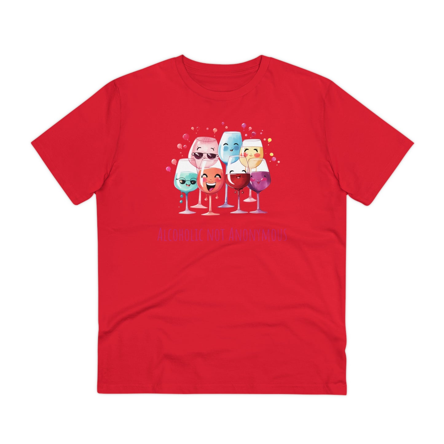 Eco-Friendly 'Alcoholic Not Anonymous' T-Shirt - Kawaii Wine Party Design, Unisex
