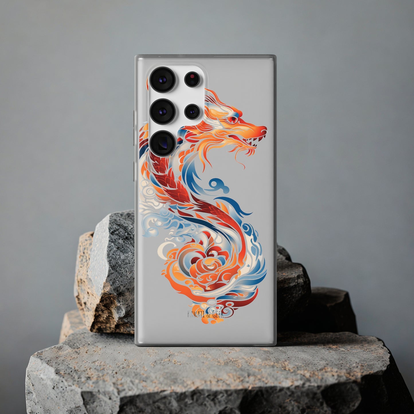 Elegant Chinese Ink Dragon Flexi Transparent Phone Case