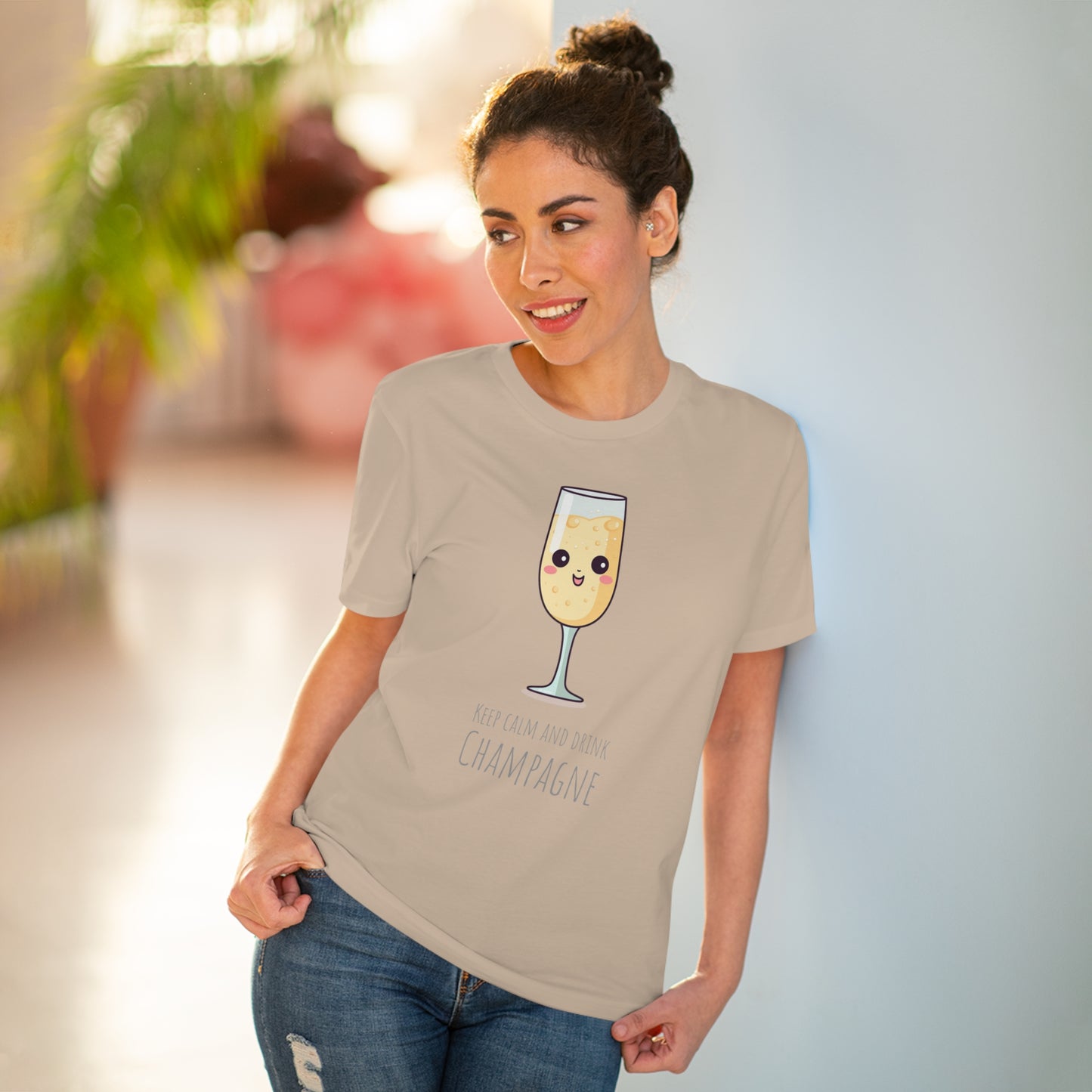Keep Calm and Drink Champagne T-Shirt - Eco-Friendly Design