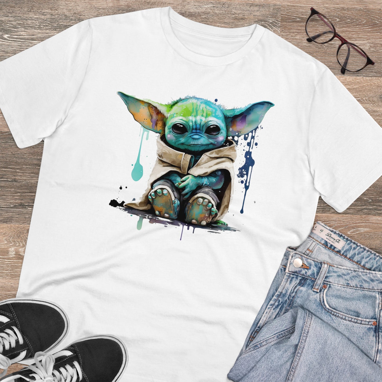 Baby Yoda in Watercolor Style Organic Unisex T-Shirt - Add Some Cute and Eco-Friendly Style to Your Wardrobe
