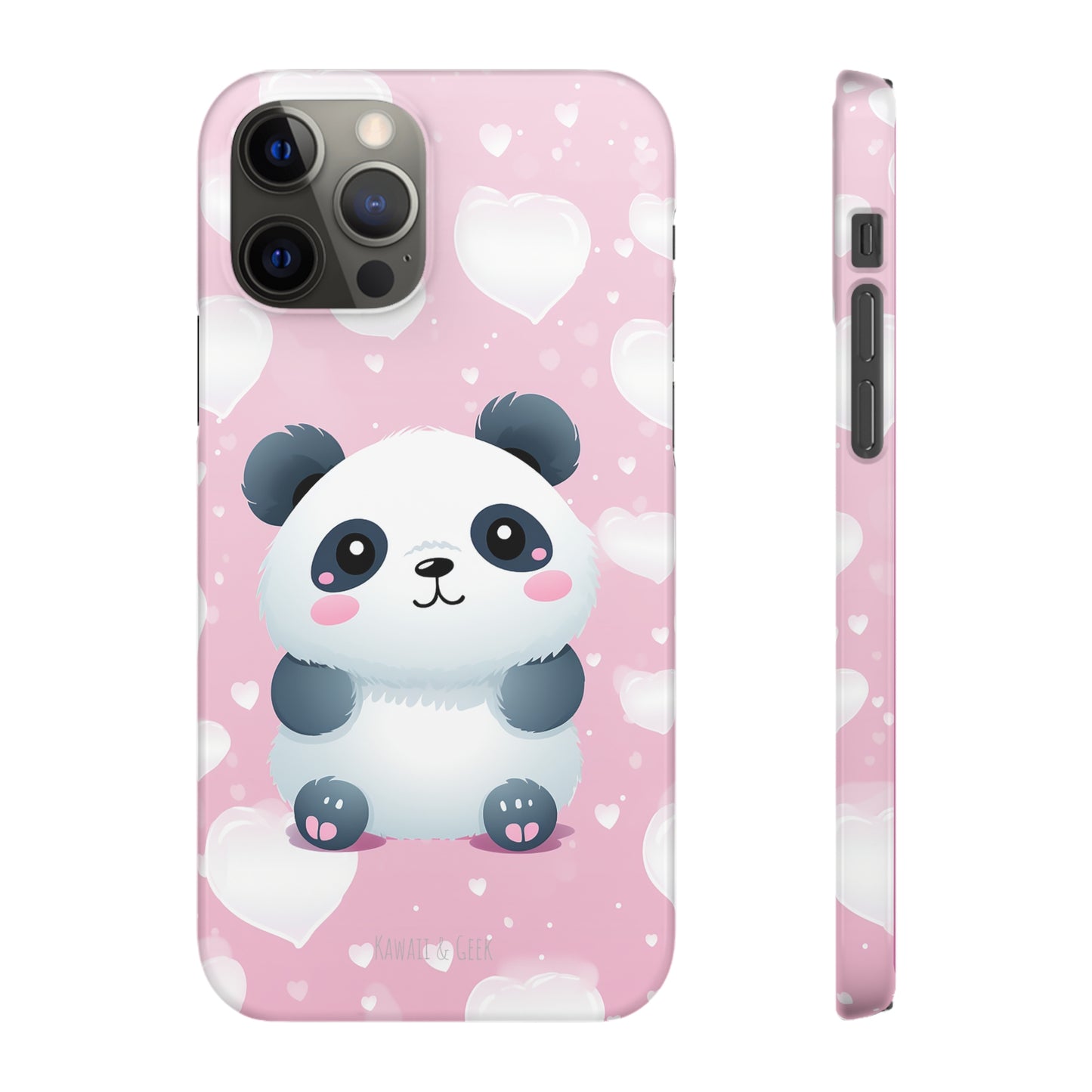 Cute Panda & Hearts Premium Phone Case