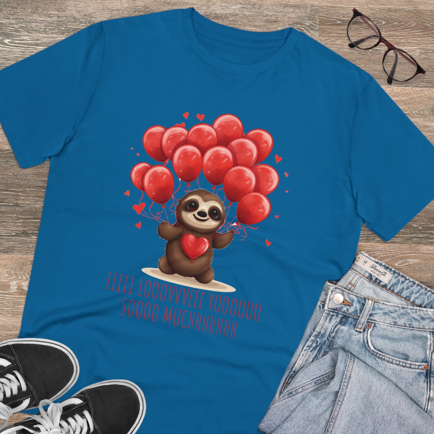 Sloth Love Balloon Tee - Eco-Friendly Slow Love Shirt - Valentine's Day Special