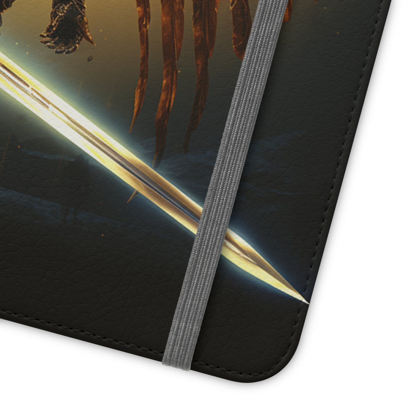 Dark Angel Flip Phone Case: Guardian with Sword
