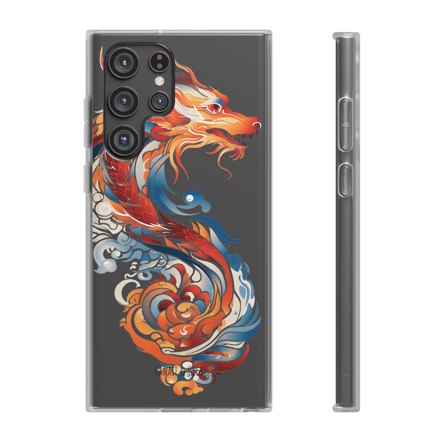 Elegant Chinese Ink Dragon Flexi Transparent Phone Case