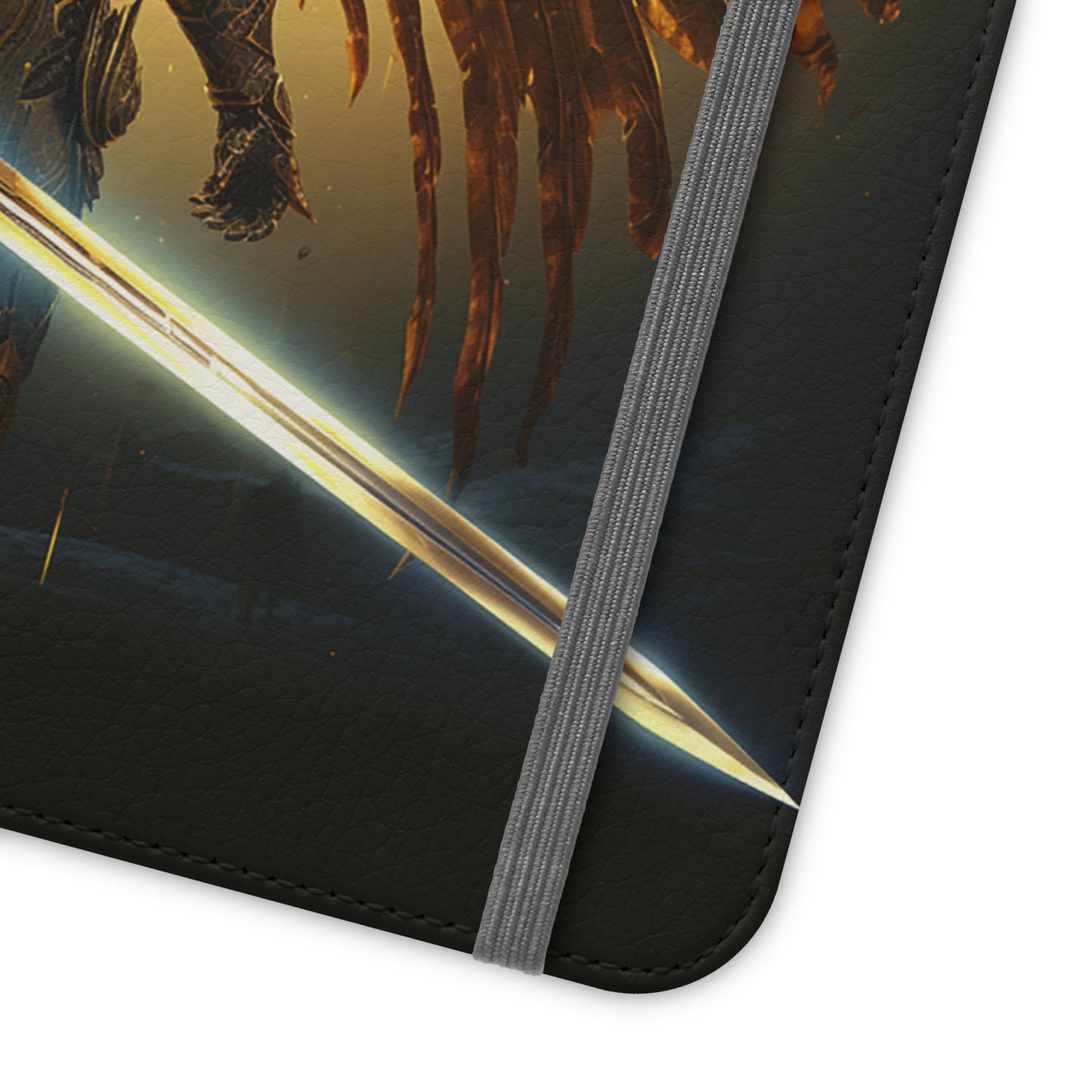 Dark Angel Flip Phone Case: Guardian with Sword