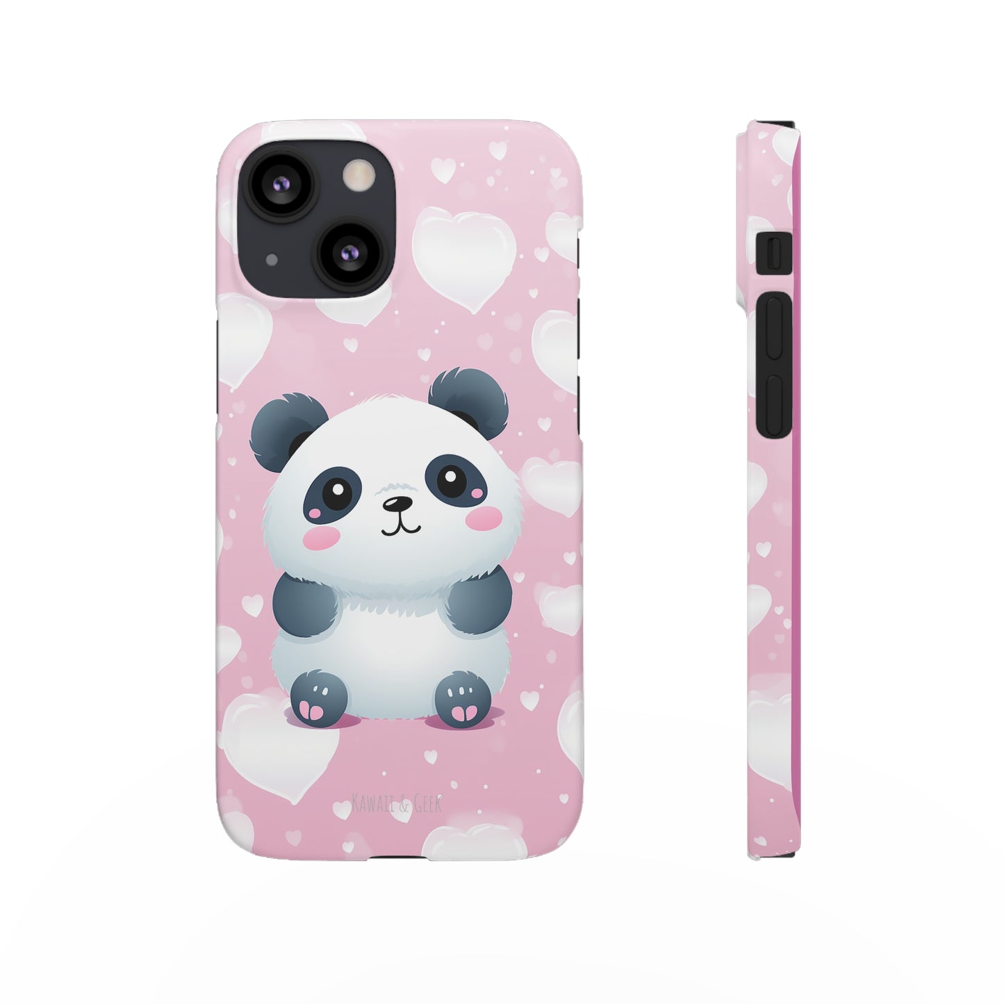 Cute Panda & Hearts Premium Phone Case