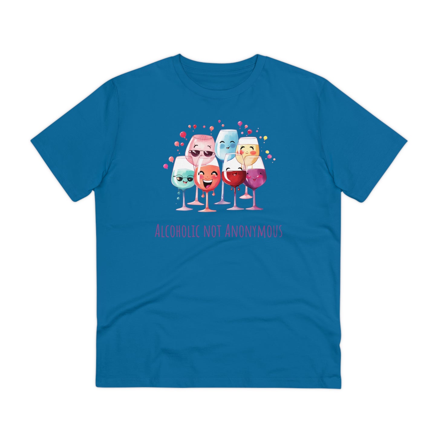 Eco-Friendly 'Alcoholic Not Anonymous' T-Shirt - Kawaii Wine Party Design, Unisex
