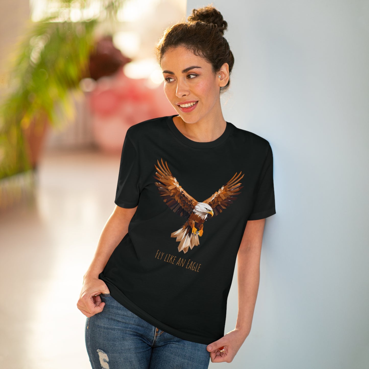 Eco-Friendly Geometric Eagle T-Shirt: "Fly Like An Eagle"