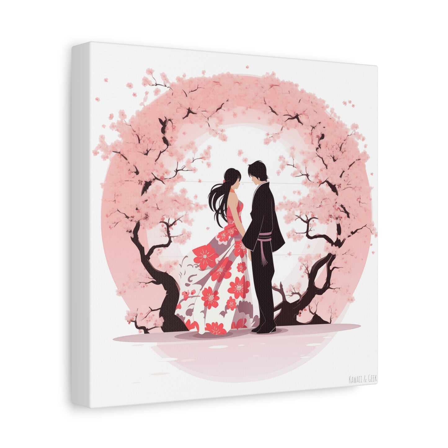 Cherry Blossom Love Canvas - Japanese Couple Art - Valentine's Day special