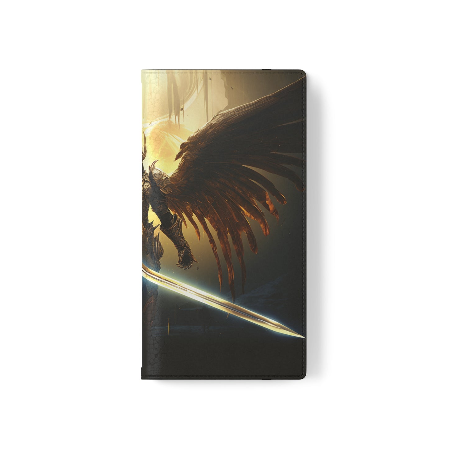 Dark Angel Flip Phone Case: Guardian with Sword