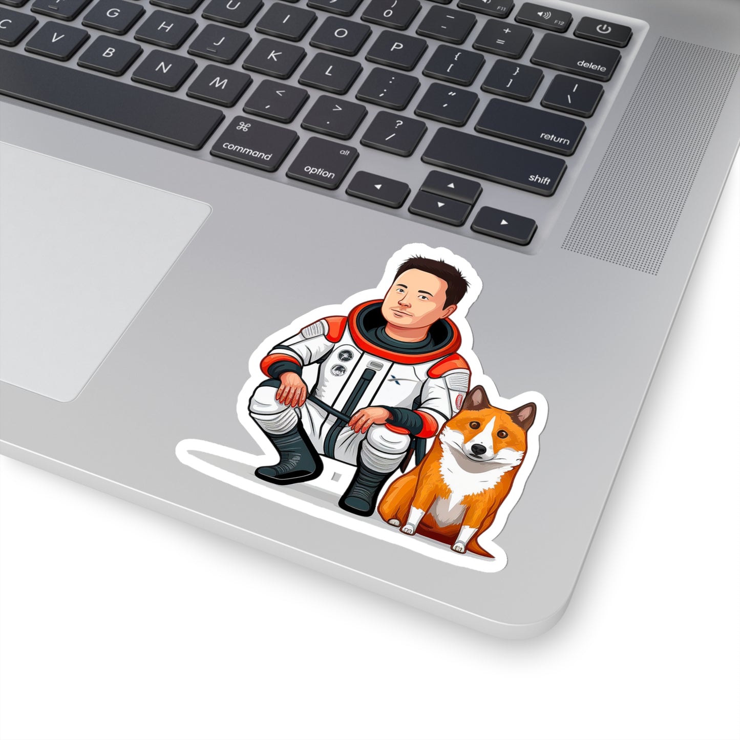 Elon Musk with Shiba Inu Sticker - Add Some Humor and Space to Your Tech