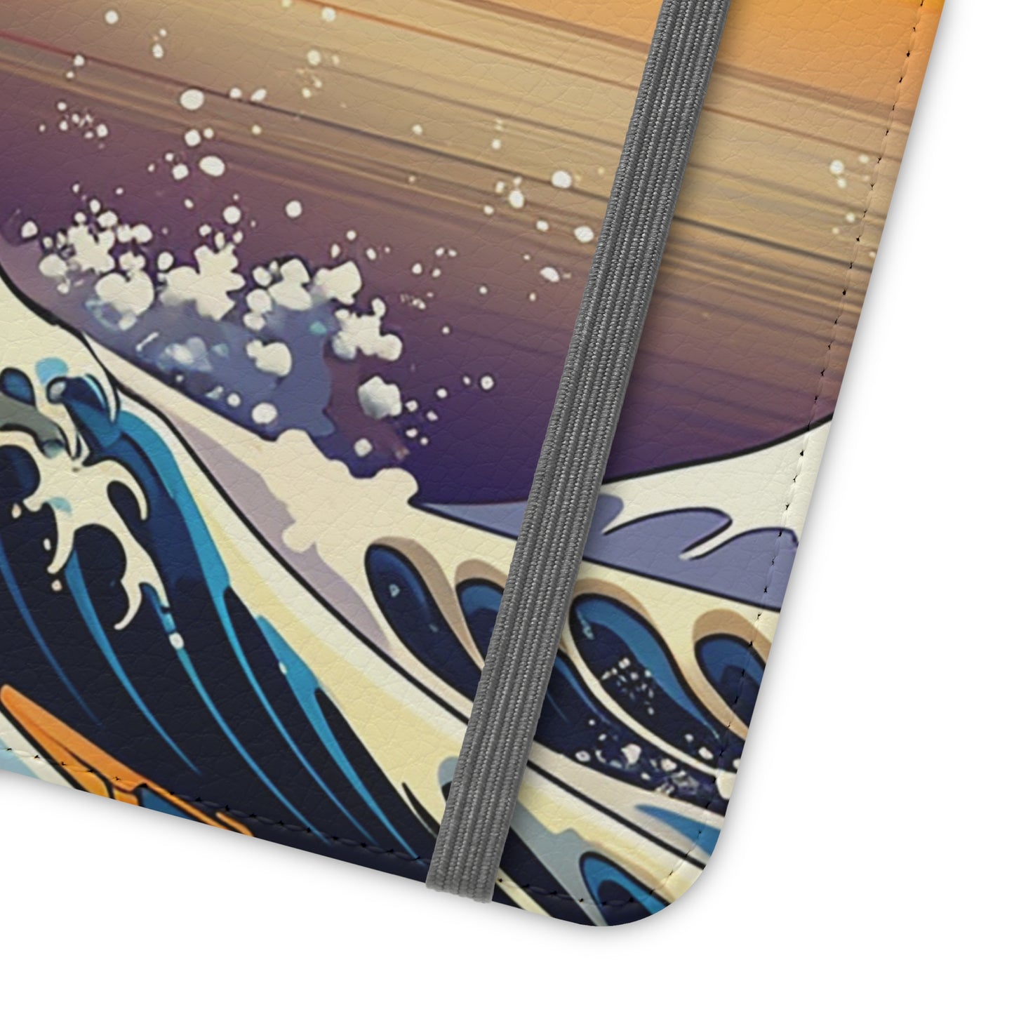 Sunset Big Wave Flip Phone Case - Embrace the Majestic Hokusai Style in Your Hands