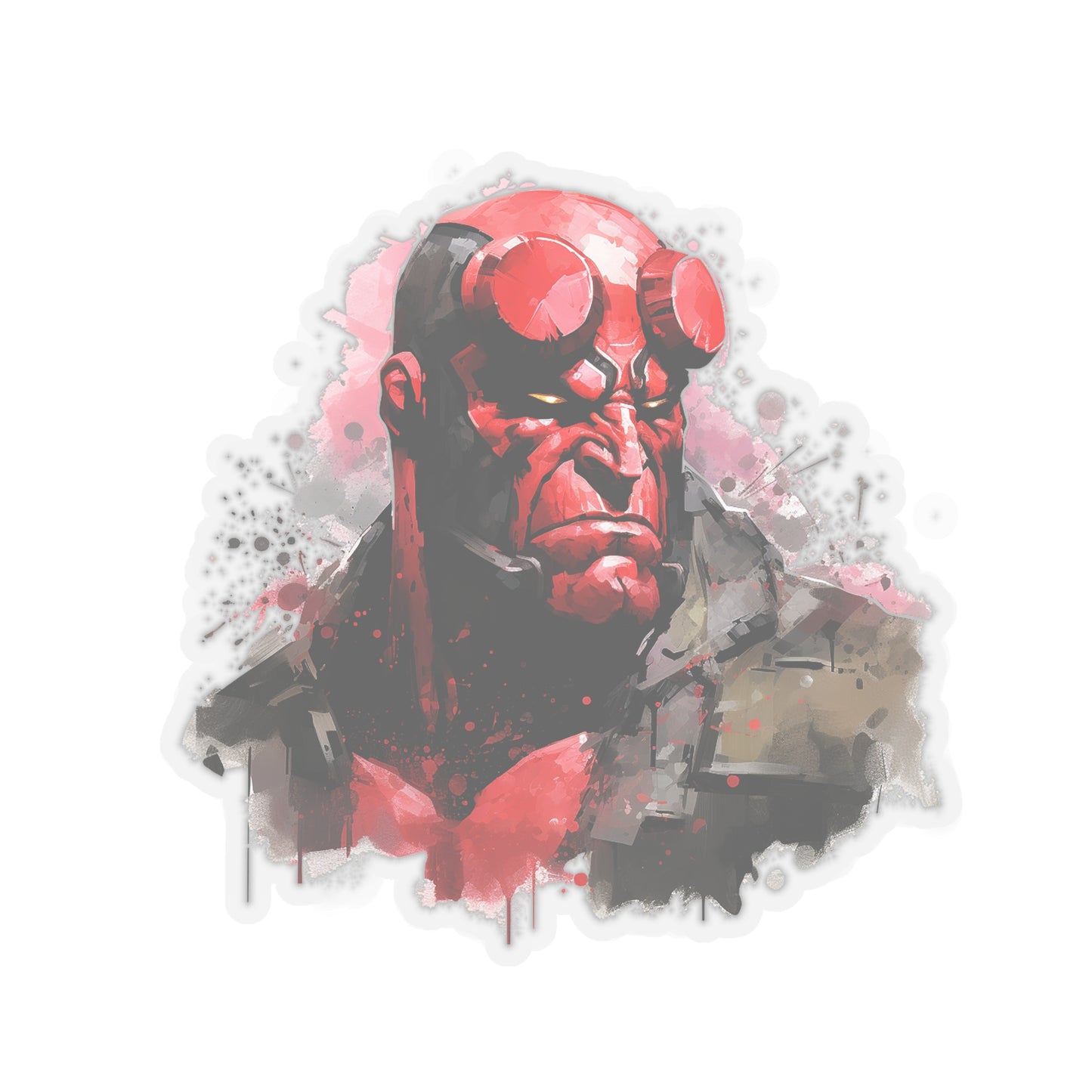 Watercolor Hellboy Sticker - Premium Halloween Sticker