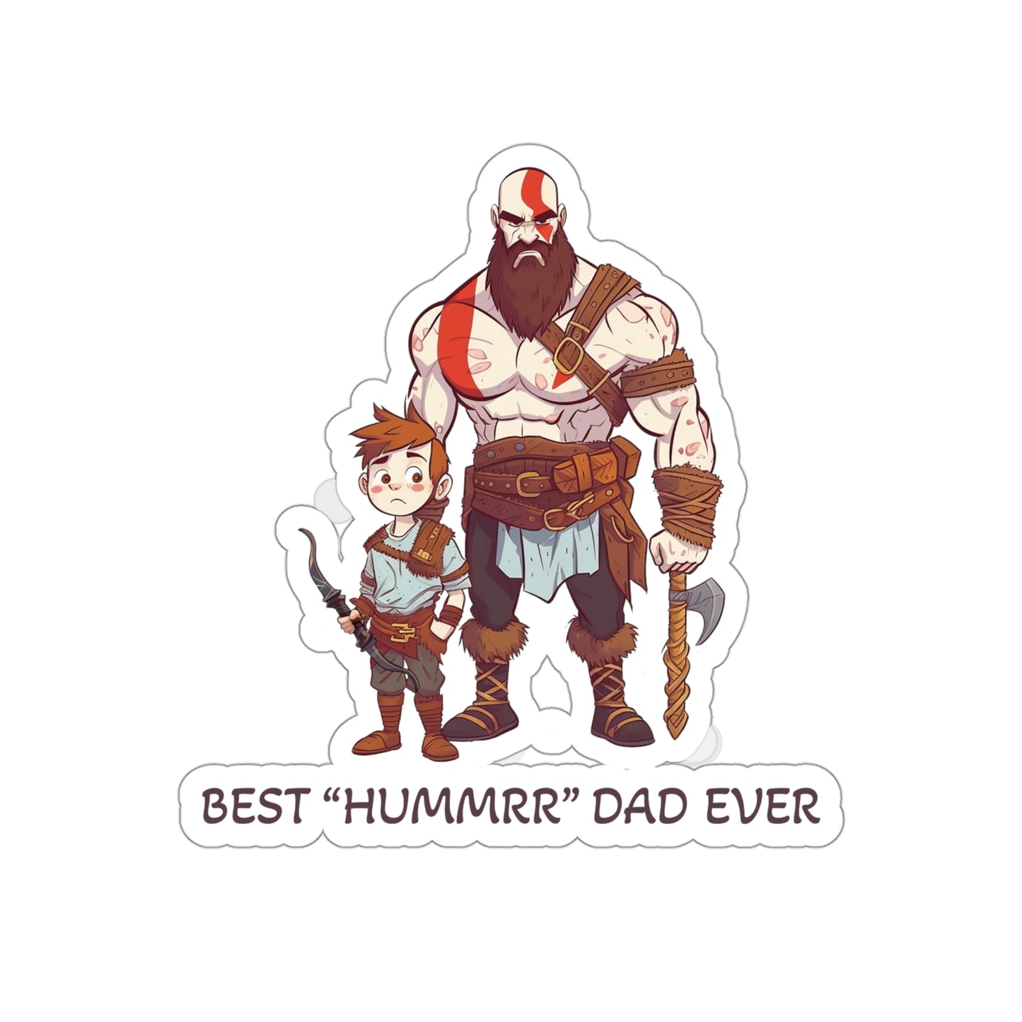 Kratos - God of War Sticker - BEST Hummrr Dad Ever - Celebrate Father's Day with Adorable Style and Playful Message