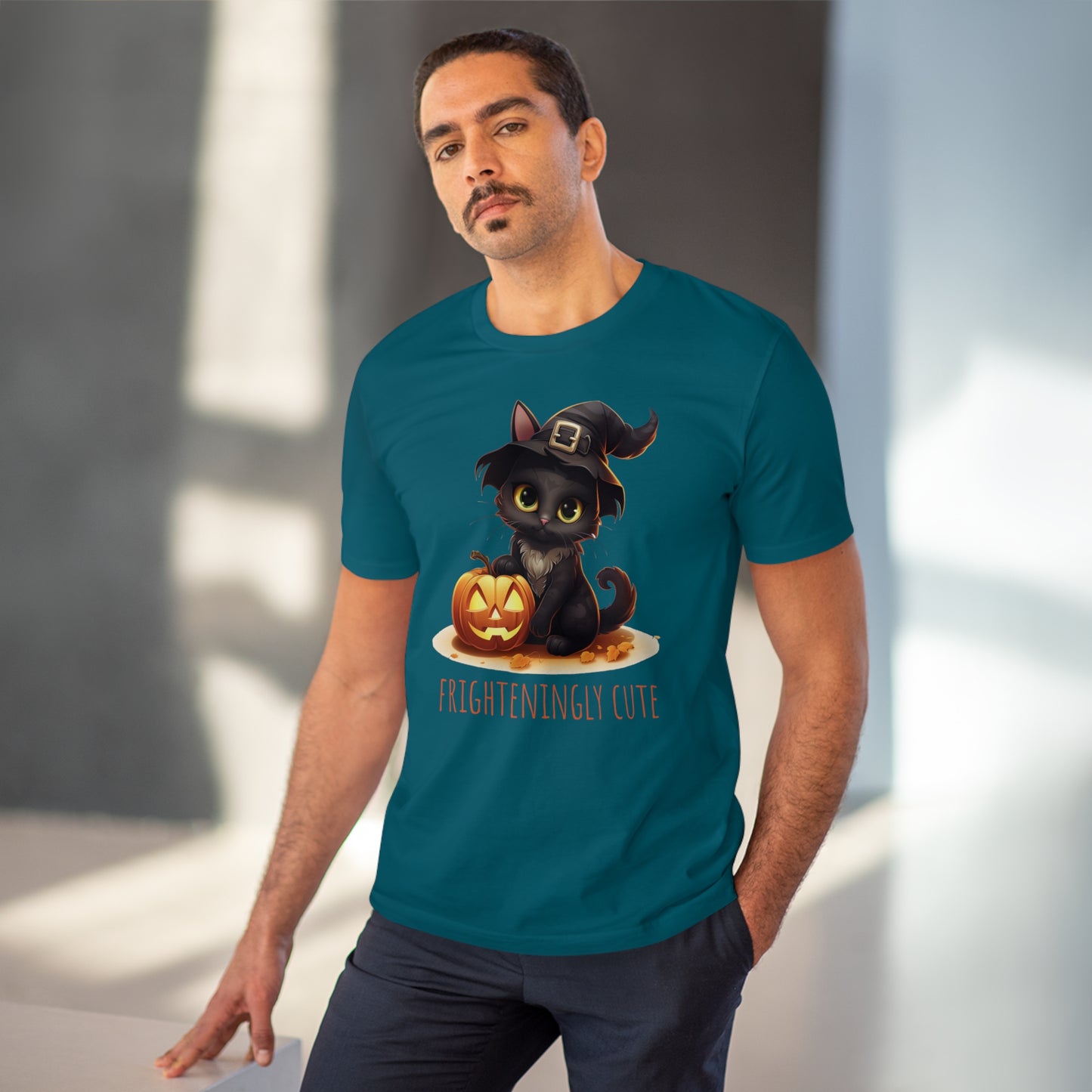 Frighteningly Cute: Halloween Black Cat Eco-Friendly T-shirt