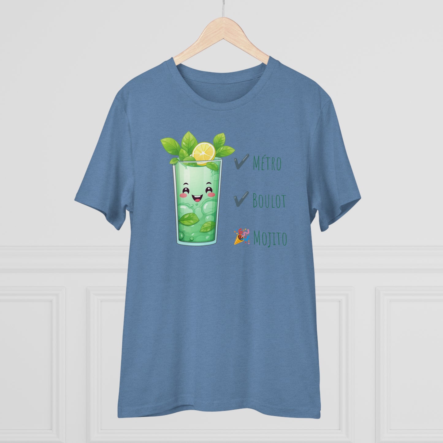 Métro, Boulot, Mojito T-Shirt - Cute Smiling Mojito Glass Design