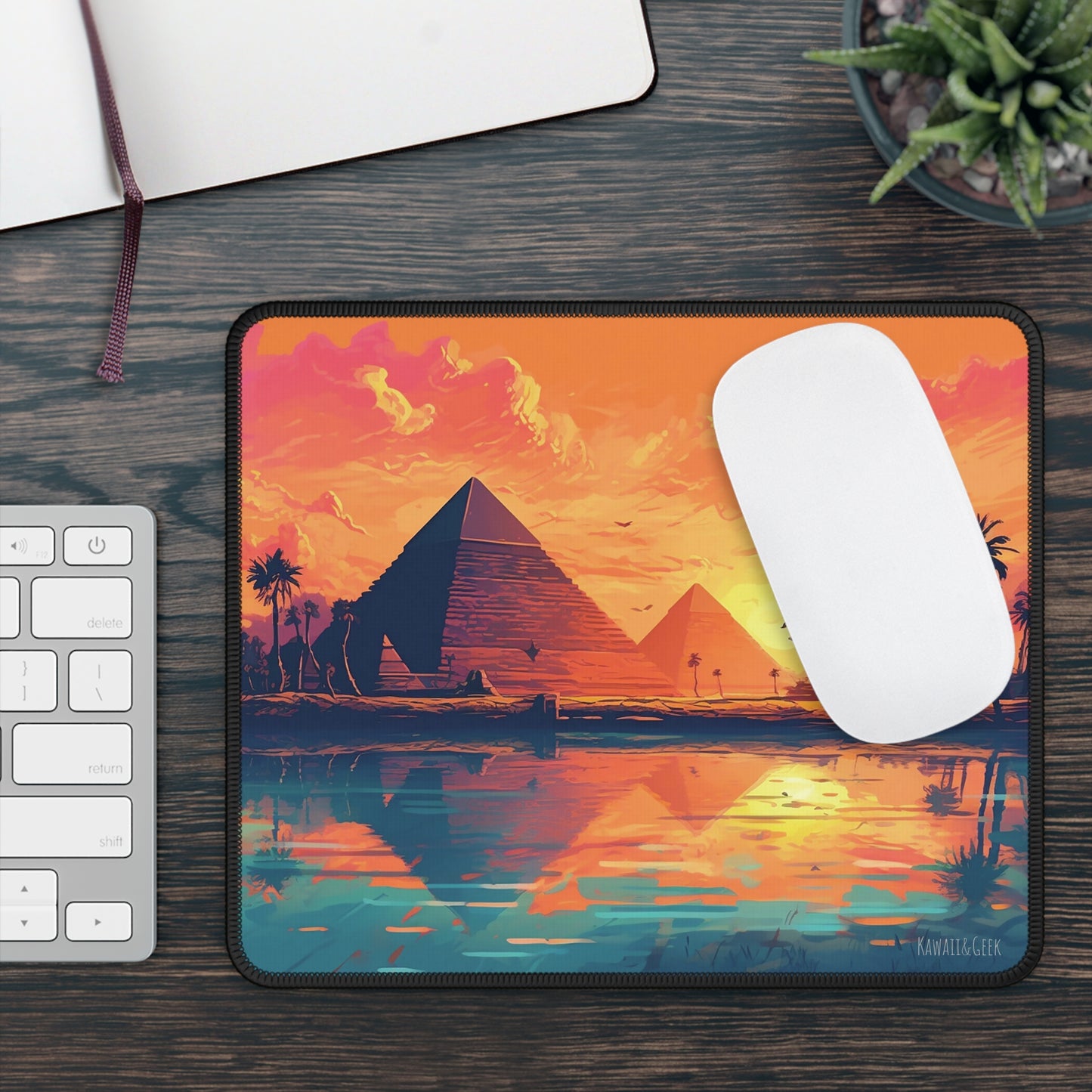 Egypt Gaming Mouse Pad : Journey to Ancient Egypt with Pyramids and Nile River