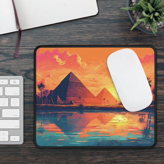 Egypt Gaming Mouse Pad : Journey to Ancient Egypt with Pyramids and Nile River