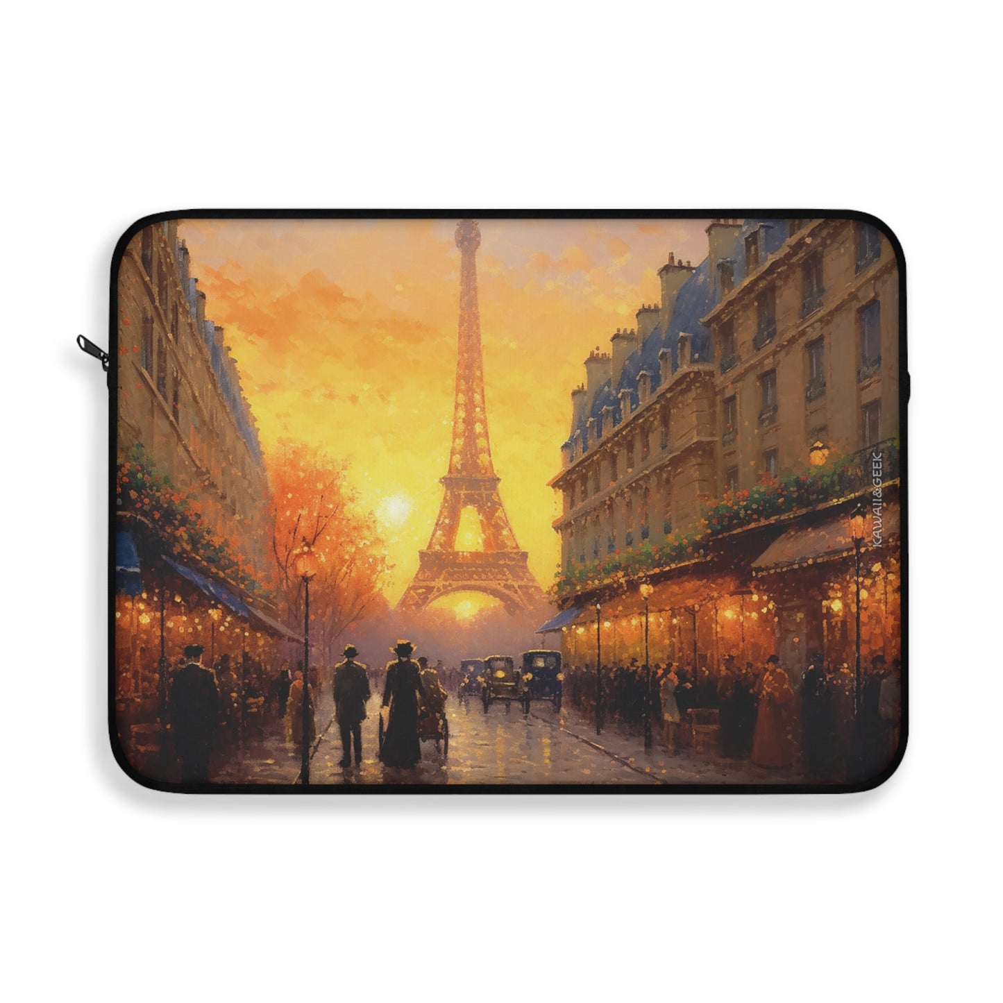 Parisian Sunset Laptop Sleeve - Experience the Charm of 19th Century Paris in Van Gogh Style