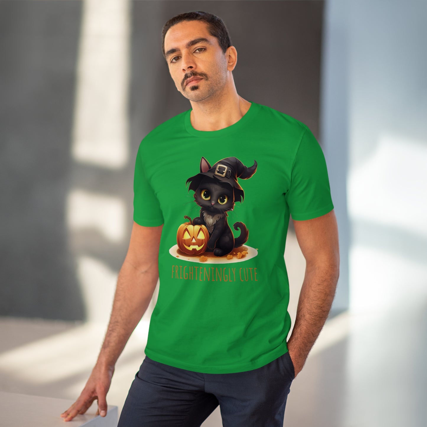 Frighteningly Cute: Halloween Black Cat Eco-Friendly T-shirt