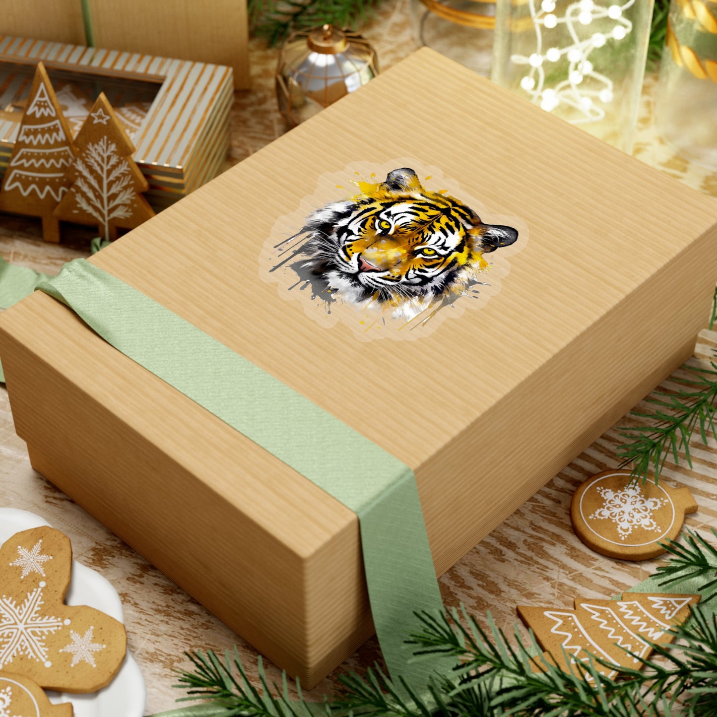 Tiger in Watercolor Style Sticker - Add a Touch of Wild Elegance to Your Tech