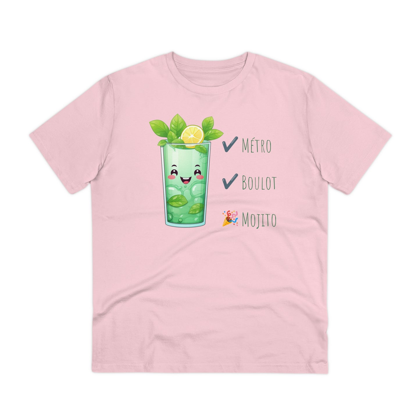 Métro, Boulot, Mojito T-Shirt - Cute Smiling Mojito Glass Design