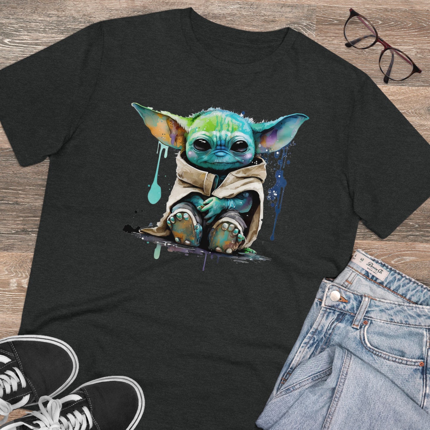 Baby Yoda in Watercolor Style Organic Unisex T-Shirt - Add Some Cute and Eco-Friendly Style to Your Wardrobe