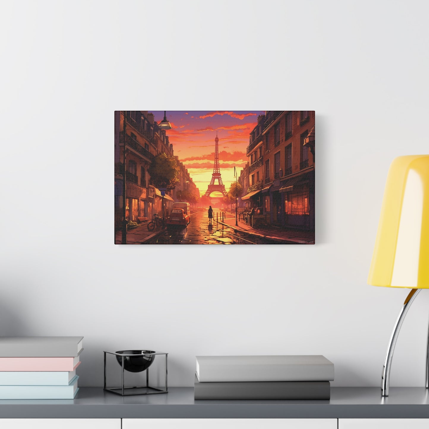 Paris Sunset Canvas - Capture the Romantic Streets and Eiffel Tower in Artistic Splendor