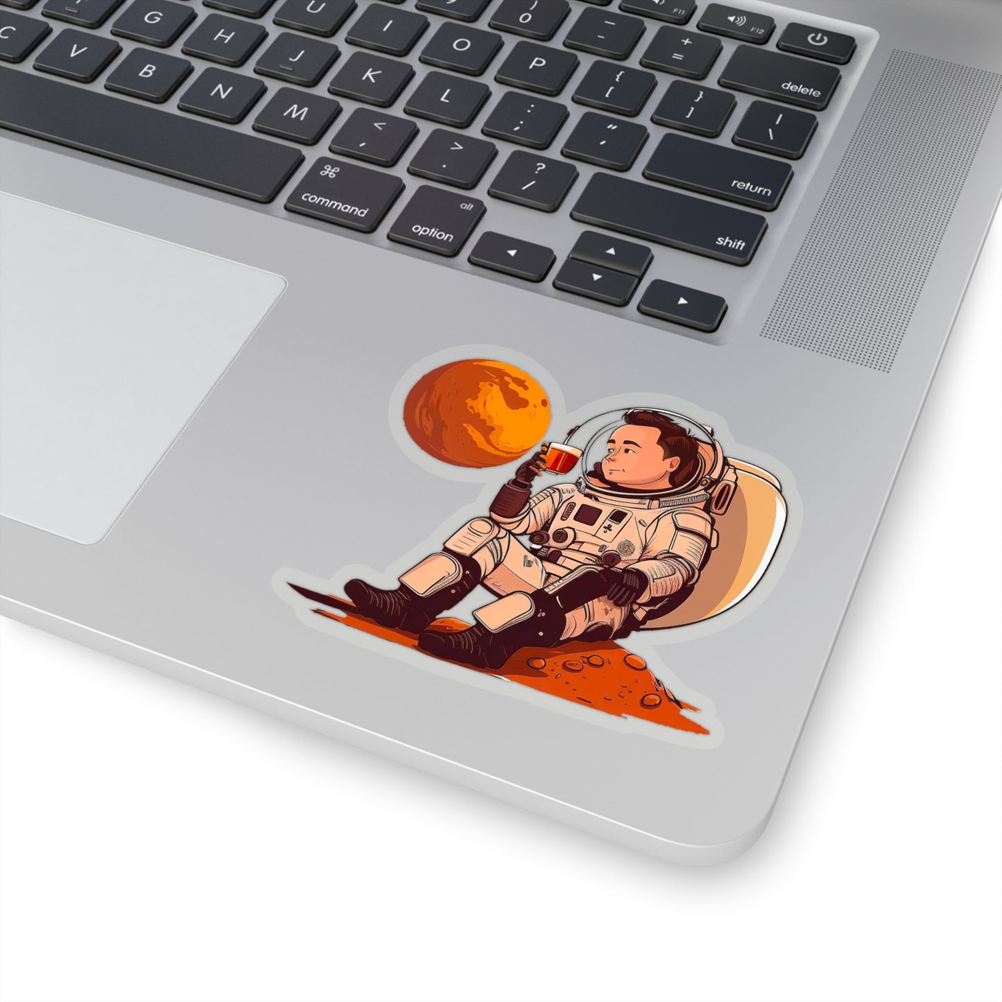 Elon Musk drinking his coffee on Mars Sticker - Add Some Humor and Space to Your Tech