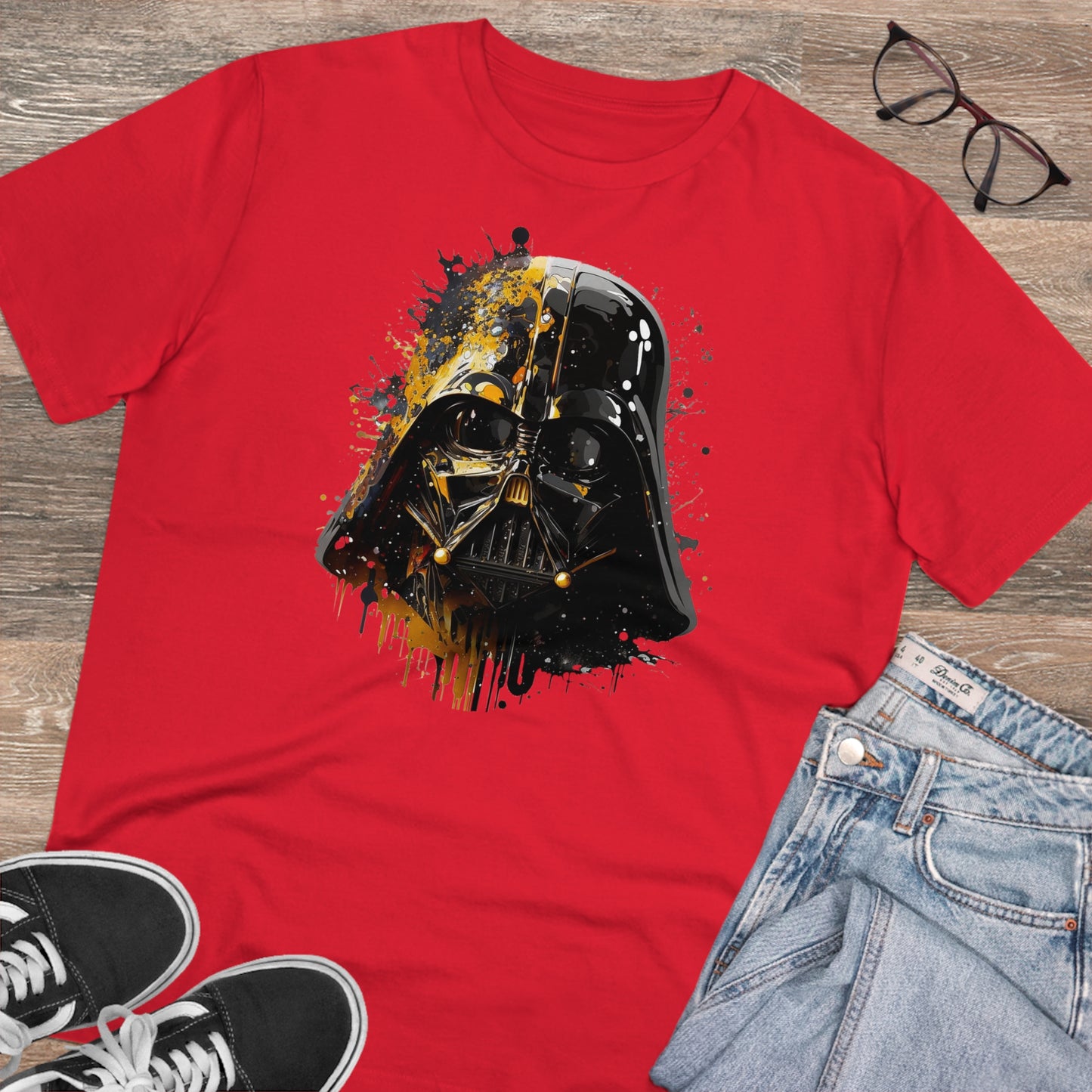 Darth Vader in Watercolor Style Eco-Friendly Unisex T-Shirt - Add Some Artistic and Sustainable Style to Your Wardrobe
