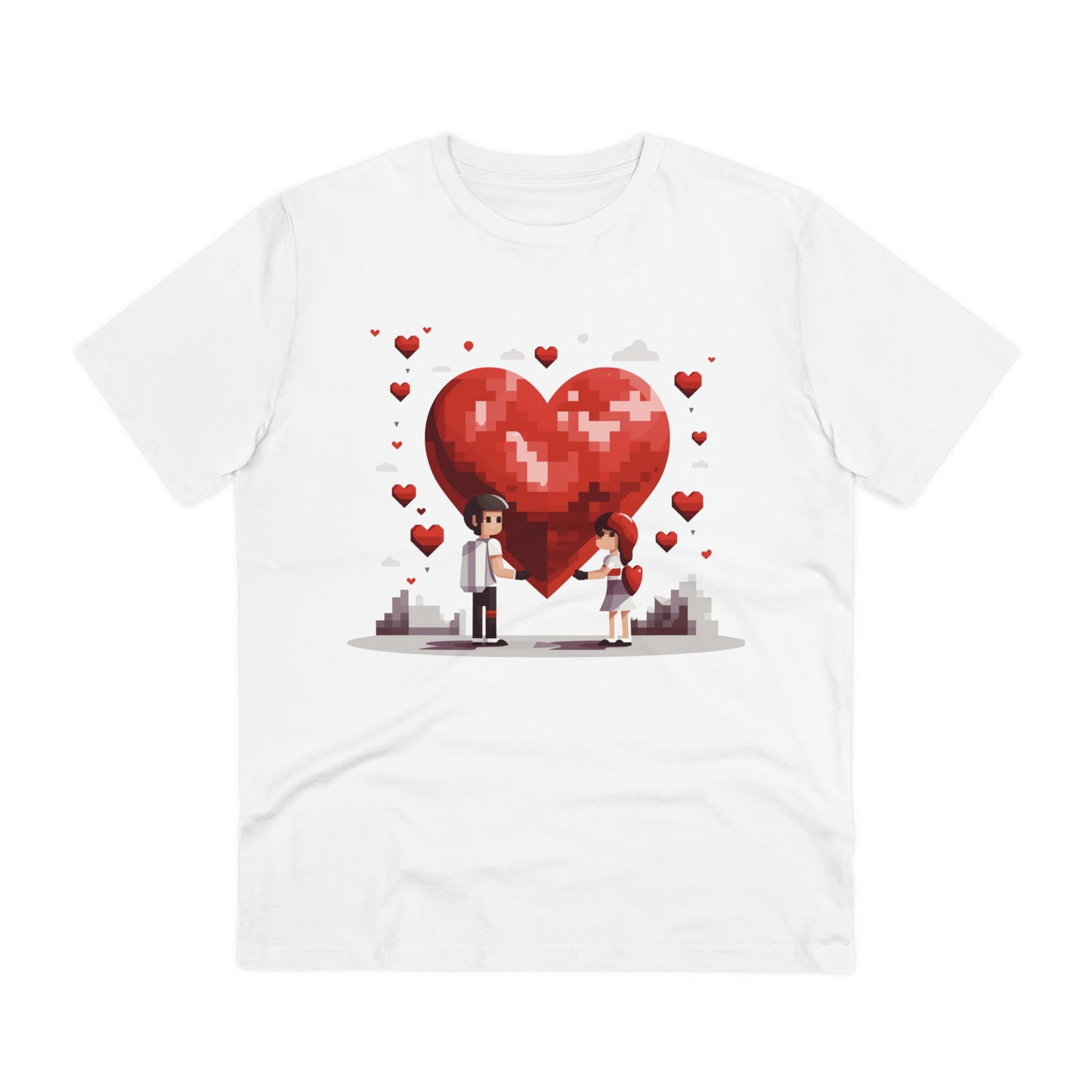 Pixel Love Eco Tee - Valentine's Day Pixel Heart Couple Shirt
