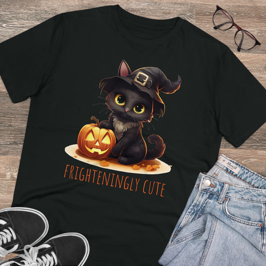 Frighteningly Cute: Halloween Black Cat Eco-Friendly T-shirt
