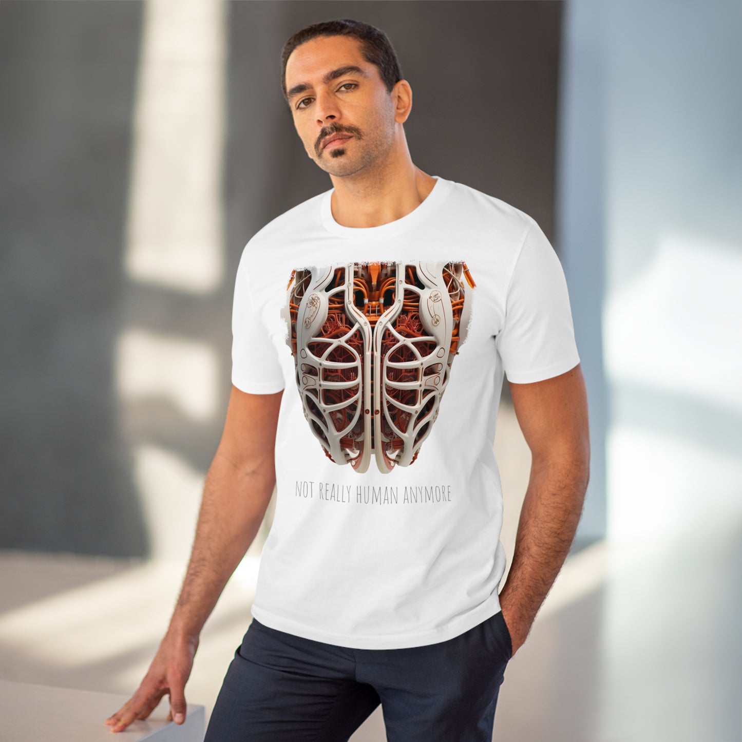 Eco-T-shirt: Cybernetic Chest "Not Really Human"
