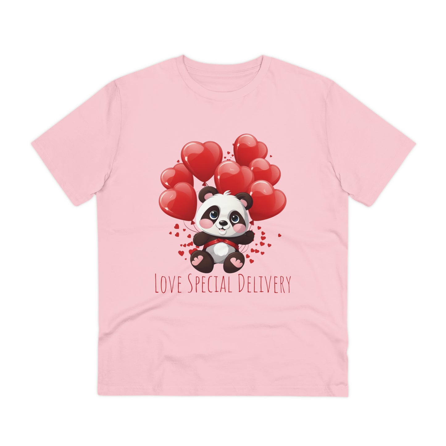 Panda Love Delivery Tee - Eco-Friendly Heart Balloon Shirt - Valentine's Day Special