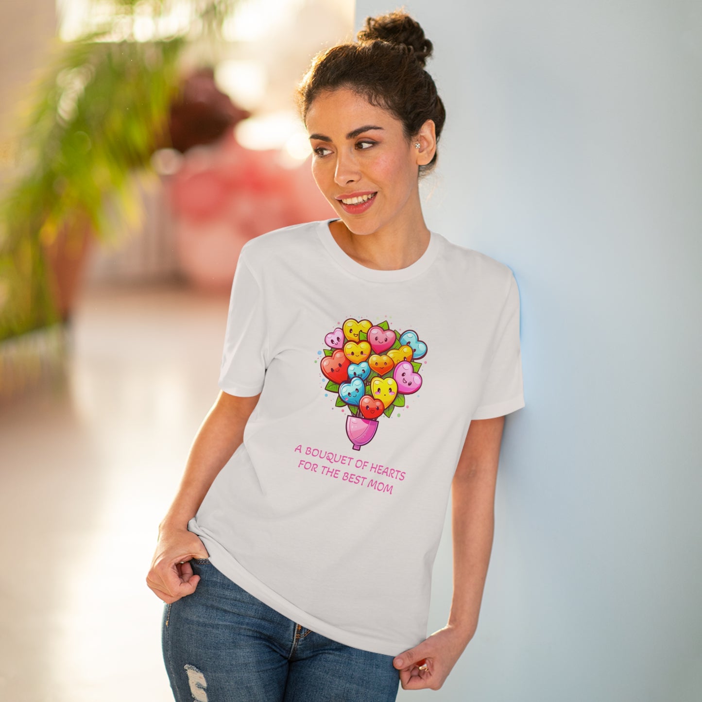 Bouquet of Hearts for the Best Mom" Unisex Eco-Friendly T-Shirt - Celebrate Mother's Day with Style and Sustainability