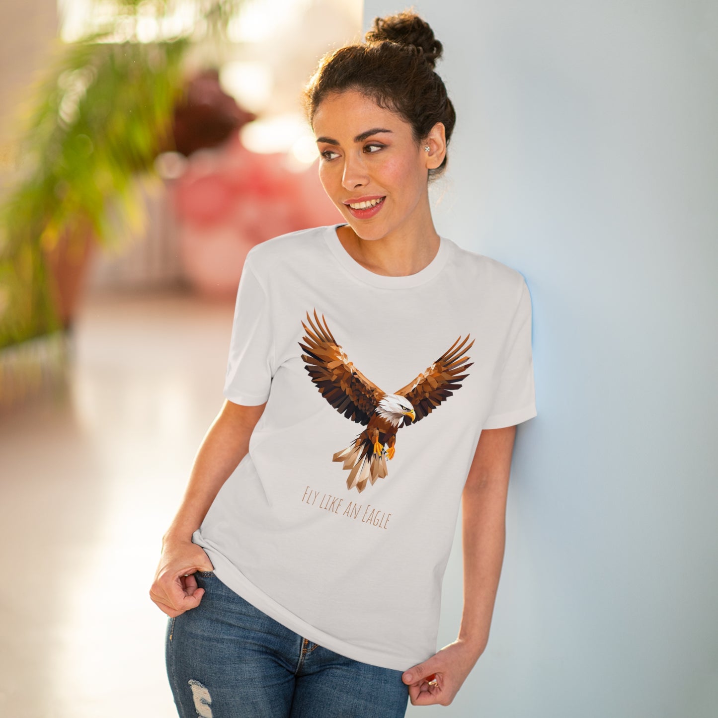 Eco-Friendly Geometric Eagle T-Shirt: "Fly Like An Eagle"