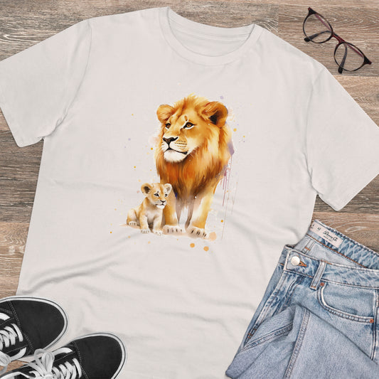 Lion King and Son Watercolor T-Shirt - Celebrate Father's Day with Nature's Majesty