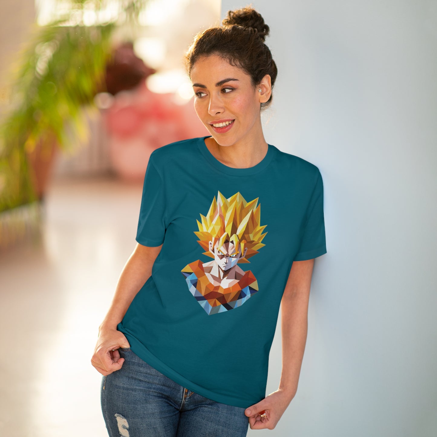 San Goku Super Saiyan Polygonal T-Shirt - Embrace Legendary Power