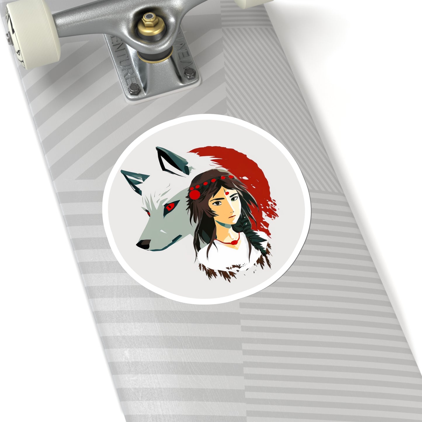 Princess Mononoke and Her Wolf Sticker - Add Some Unique and Striking Style to Your Tech