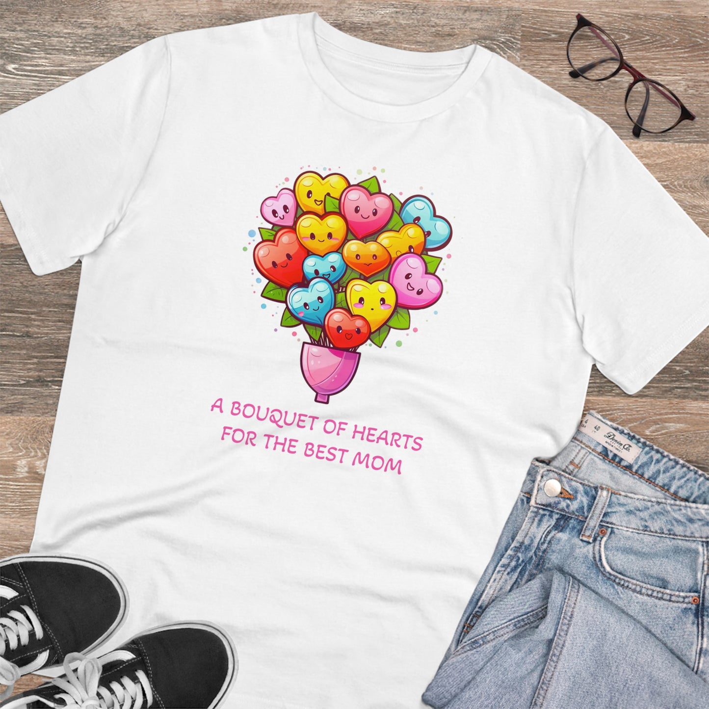 Bouquet of Hearts for the Best Mom" Unisex Eco-Friendly T-Shirt - Celebrate Mother's Day with Style and Sustainability