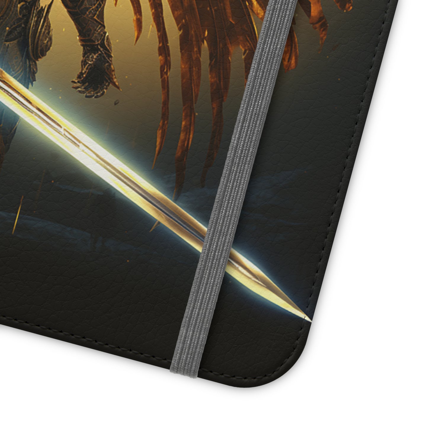 Dark Angel Flip Phone Case: Guardian with Sword