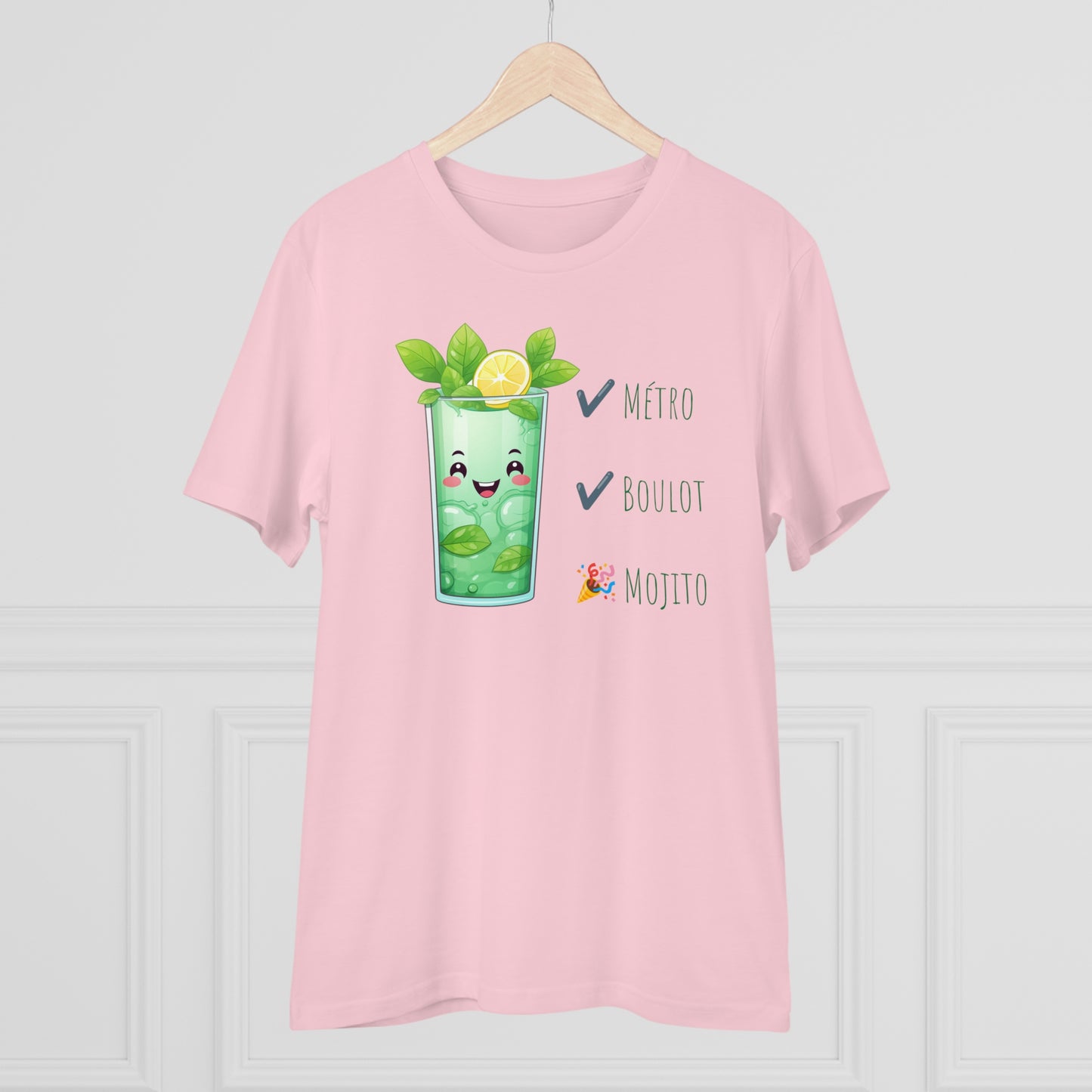 Métro, Boulot, Mojito T-Shirt - Cute Smiling Mojito Glass Design