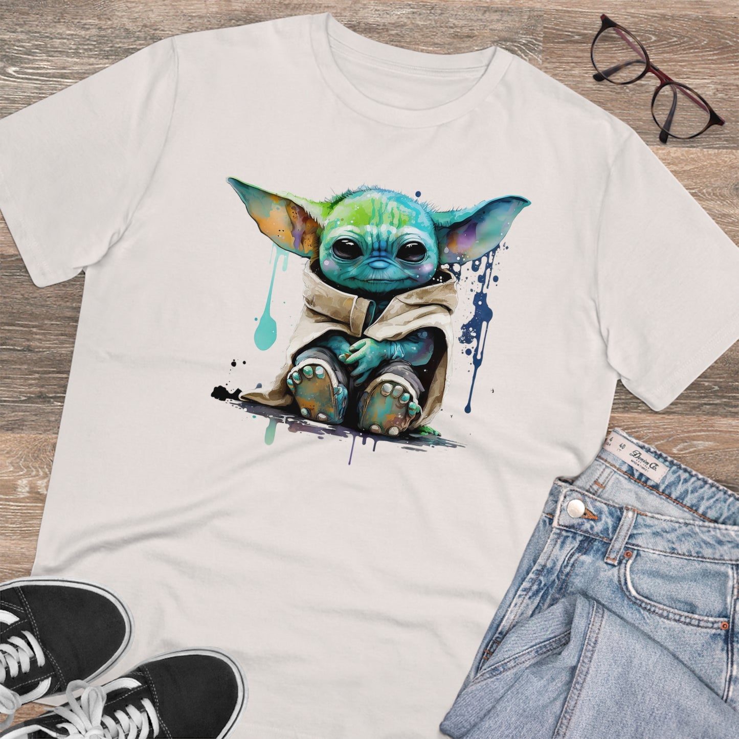 Baby Yoda in Watercolor Style Organic Unisex T-Shirt - Add Some Cute and Eco-Friendly Style to Your Wardrobe