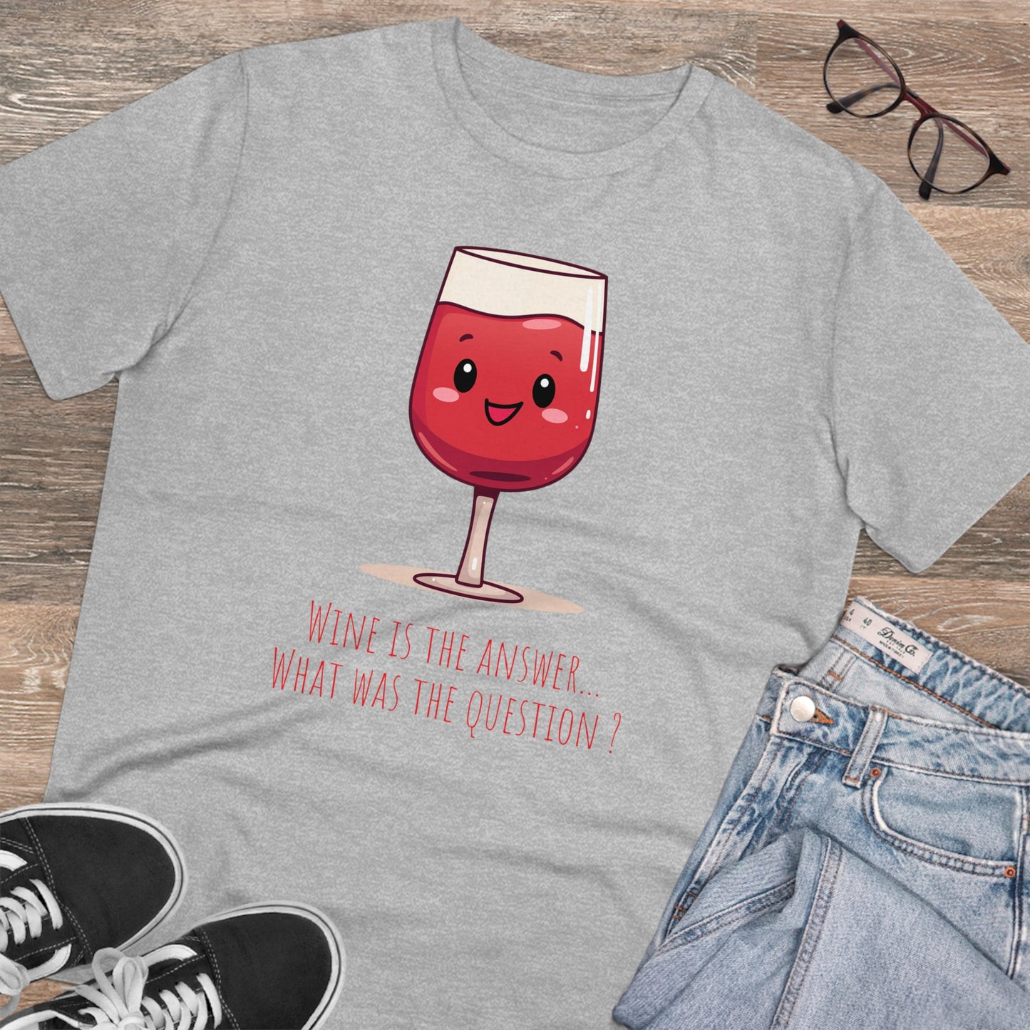 Eco-Friendly 'Wine is the Answer' T-Shirt - Cute Red Wine Design, Unisex