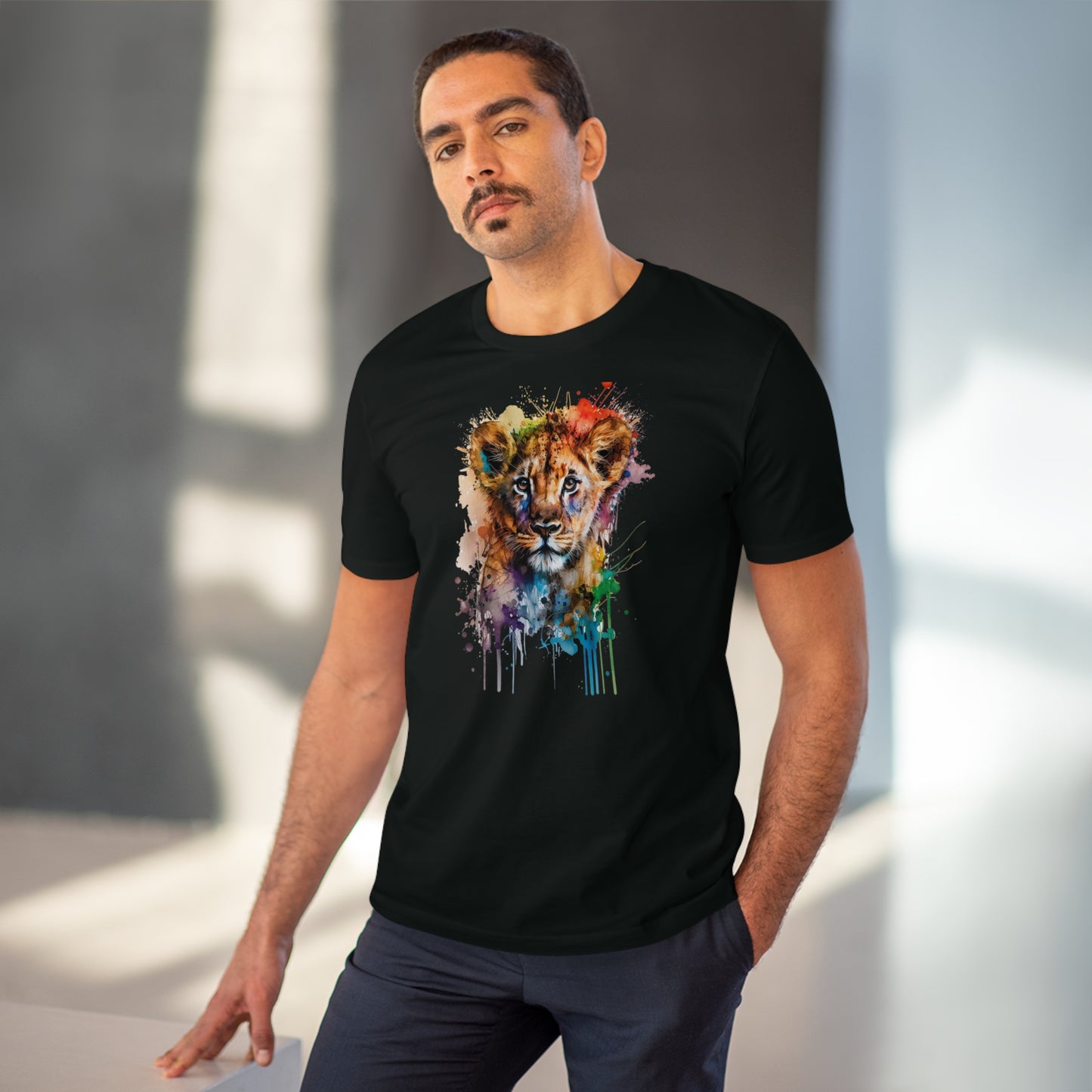 Cute Lion Cub in Watercolor Style Organic Unisex T-Shirt - Add Some Adorable and Eco-Friendly Style to Your Wardrobe