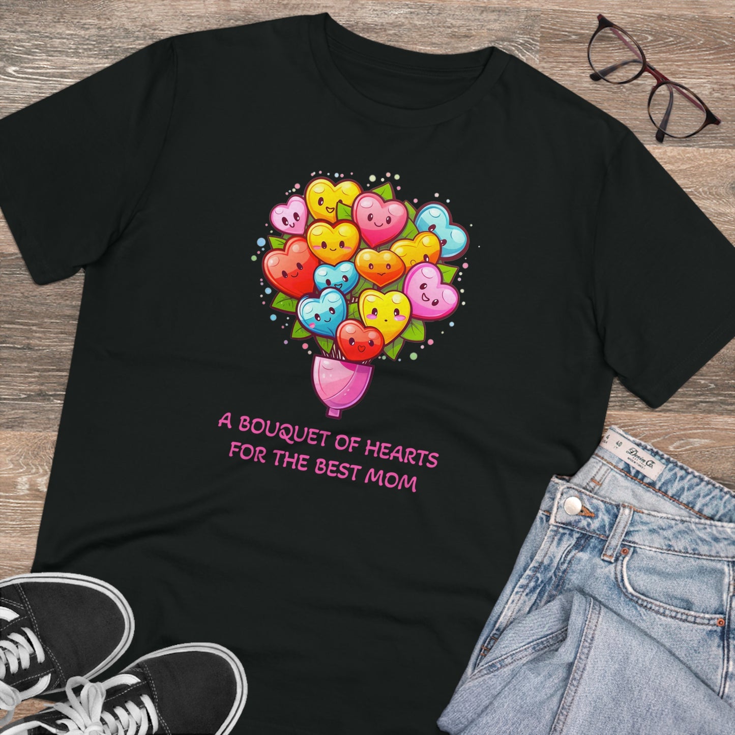 Bouquet of Hearts for the Best Mom" Unisex Eco-Friendly T-Shirt - Celebrate Mother's Day with Style and Sustainability