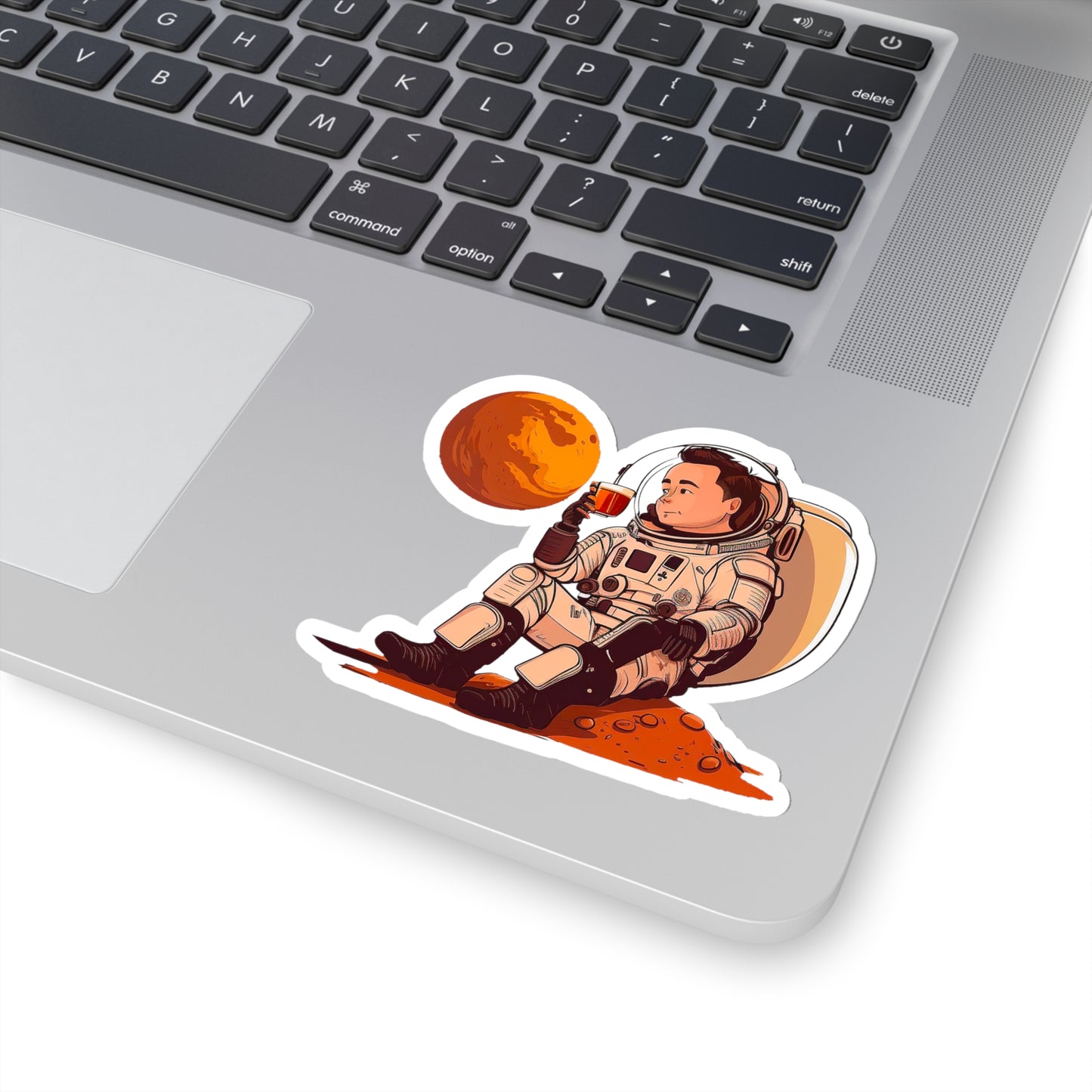 Elon Musk drinking his coffee on Mars Sticker - Add Some Humor and Space to Your Tech