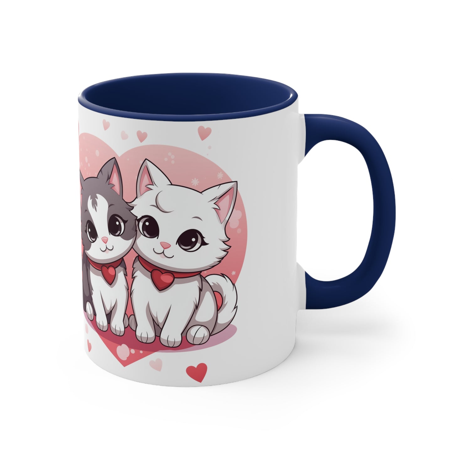 Purrfect Match & Coffee Mug - 11oz Bicolor Cat Love Cup - Valentine's Day