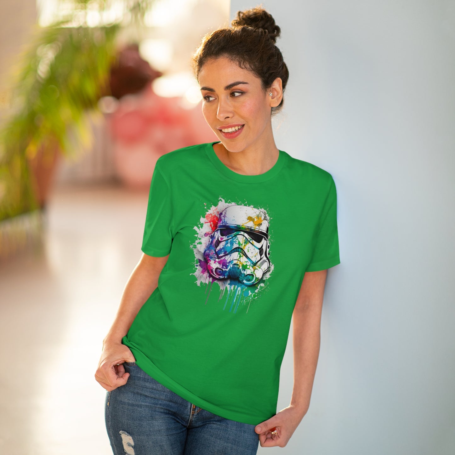 Storm Trooper in Watercolor Style Organic Unisex T-Shirt - Add Some Unique and Eco-Friendly Style to Your Wardrobe